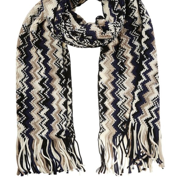 New Missoni Unisex Sciarpa Zig Zag Fringes Wool Blend Multicolor Scarf 30x190 - Picture 3 of 13